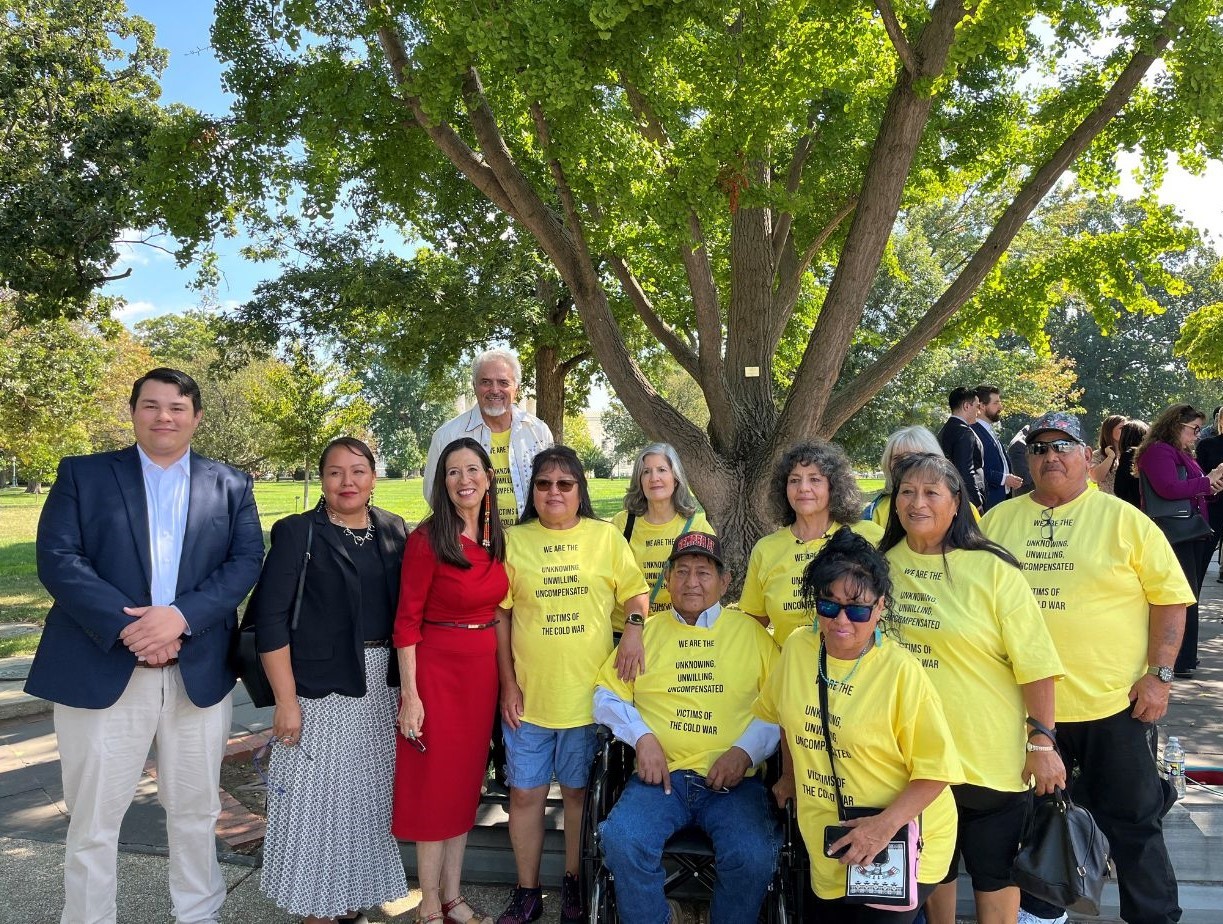 Congresswoman Teresa Leger Fernandez stands with a group of downwinders, who support the passage of RECA.